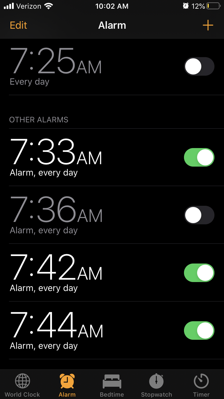 iPhone alarms
